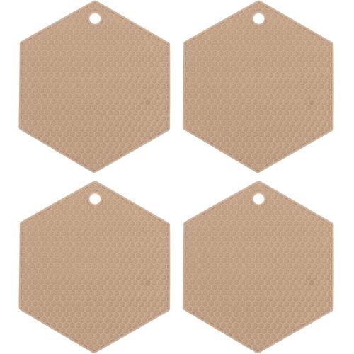 Kyaoayo-Lot De 4 Dessous De Plat Hexagonaux En Silicone Rsistant  La Chaleur Pour Comptoir, Cuisine, Plats Chauds, Casseroles Et Poles, Beige Nordique