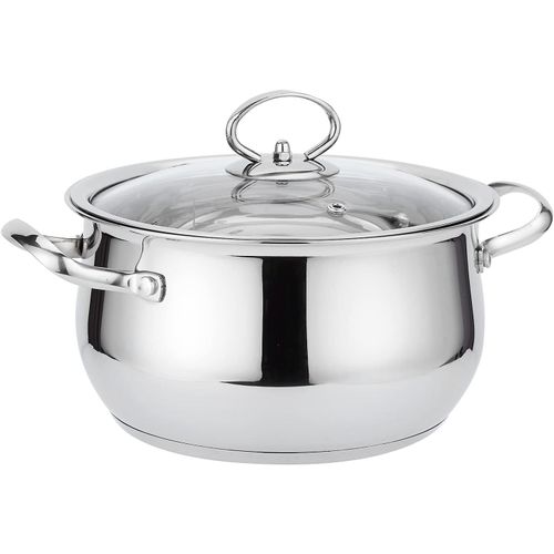 Kyaoayo-Marmite Couvercle Inox Inducton 4.3l-24cmrcipient De Cuisson Universel En Inox 18/8 Avec Couvercle En Verre Et Graduation Intrieure