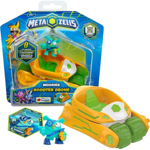 Kyaoayo-Metazells Trottinette Drone Orange + Figurine Sam Bran S1 + 1 Carte, Vhicule Se Transforme En Drone, Jouet Cadeau Pour Garons Et Filles + 3 Ans