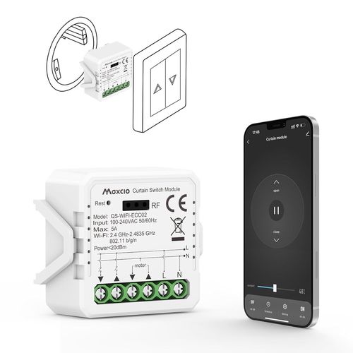Kyaoayo-Mini Interrupteur Volet Roulant Connect, Module Volet Roulant Compatible Avec Alexa/Google Home, Commutateur De Redeau Wifi Contrl Par L'app Smart Life, Minuterie Et Partage, Pourcentage