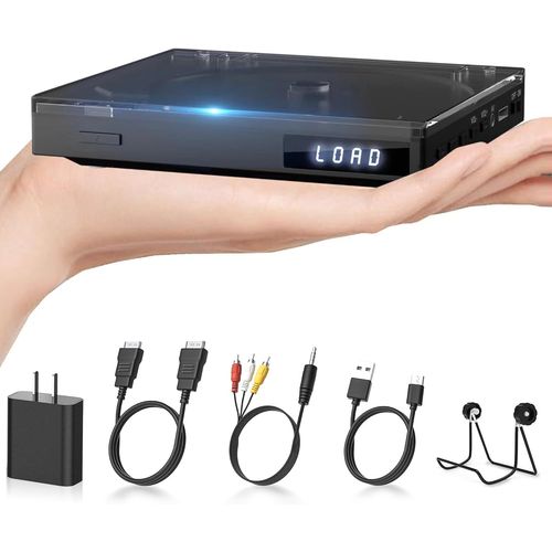 KYAOAYO-Mini Lecteur Dvd Haut-Parleur Hifi Intgr, Lecteur Dvd Hdmi Pour Tv Fonction De Lecture De Mmoire, Lecteur Dvd Compact, Lecteur Dvd Sans Rgion Supportant L'Usb Lecture Avec Hdmi, Cbles Rc