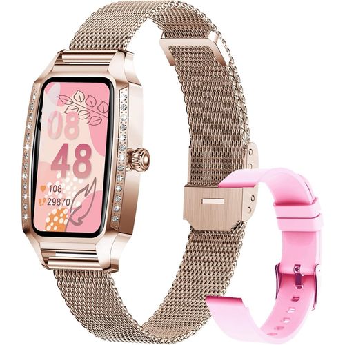Kyaoayo-Montre Connecte Femme 2022 Bluetooth 5.0 Smartwatch Sport Ip68 Avec Lecteur De Musique Fonction Fminine Podomtre Frquence Cardiaque Bracelet Intelligent Pour Android Ios (Gold)