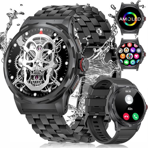 Kyaoayo-Montre Connecte Homme, 1.43'' Amoled Montre Intelnte Avec Appel Bluetooth Assistente Vocale, 129 Modes Sportif, Ies Frquence Cardiaque Spo2 Sommeil Smartwatch Android Ios, Sml6-A