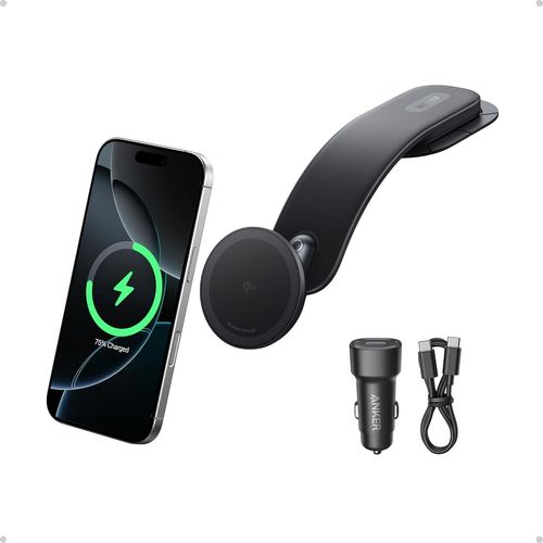 KYAOAYO-Nano Chargeur Allume Cigare Sans Fil Chargeur Vhicule, Magntique Et Ajustable 360, Support Alliage Dtachable, Charge Rapide 15W Certifie Qi2 Pour Iphone 16/15/14/13/12 (Adaptateur Inclus