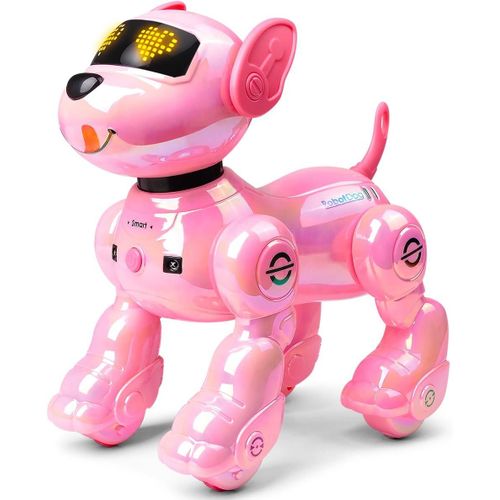 KYAOAYO-Nouveau Chien Robot Tlcommand Pour Enfants,Chiot Robotique Intelligent Programmable Avec 17 Fonctions Interactives, Chante,Danse,Marche,Robot Chien Jouet Cadeau Pour Filles De 3  8 Ans,Ro
