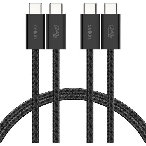 KYAOAYO-Pack De 2 Cbles Usb-C Vers Usb-C Avec Gaine Tresse (1,5 M, 240 W, Doux Au Toucher, Souple, Recharge Rapide, Pour Iphone 16 Et Iphone 15, Galaxy S25, Pixel 9, Ipad Pro, Etc., Noir)