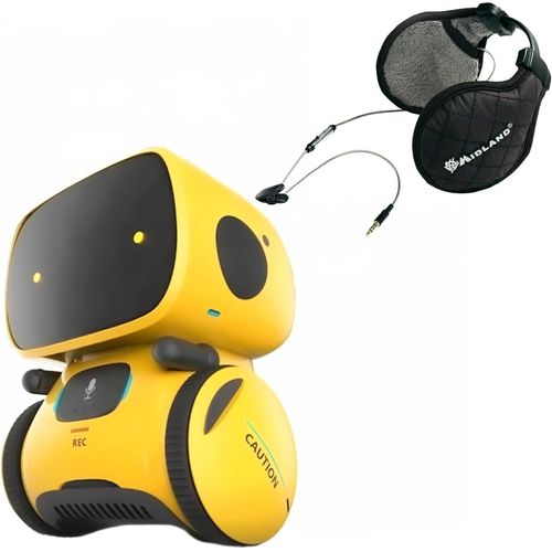 KYAOAYO-Paquet Robot Intelligent Interactif Robo One, Commande Vocale, Boutons Tactiles, Jaune + Casque Subzero Code C936.19