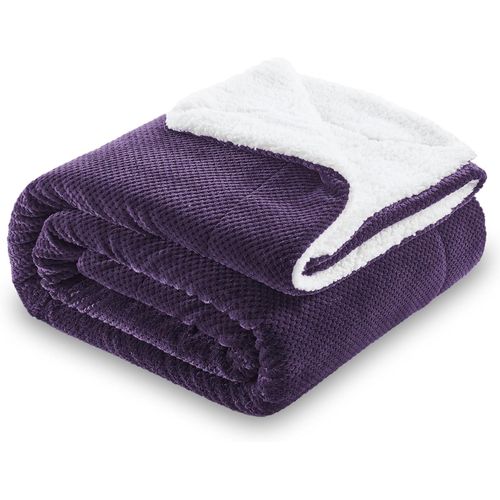 Kyaoayo-Plaid Canape Couverture Polaire, Couverture Duveteuse Super Douce C , Lgre, Couverture En Peluche Souple Rversible Pour Lit Sofa Canap-Lit Violet Fonc 150 X 200 Cm