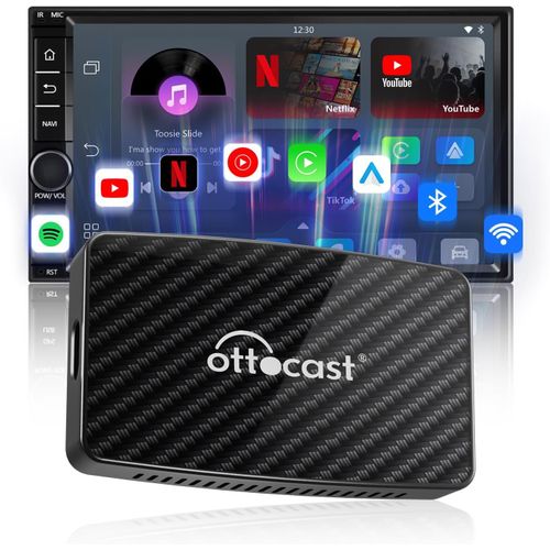 KYAOAYO-Play2Video Pro, Adaptateur Carplay Et Android Auto Sans Fil Pour Voitures Avec Carplay Filaire DOrigine, Bote Multimdia Ai 2-En-1 Prinstalle Avec Netflix, Youtube, Prime Video