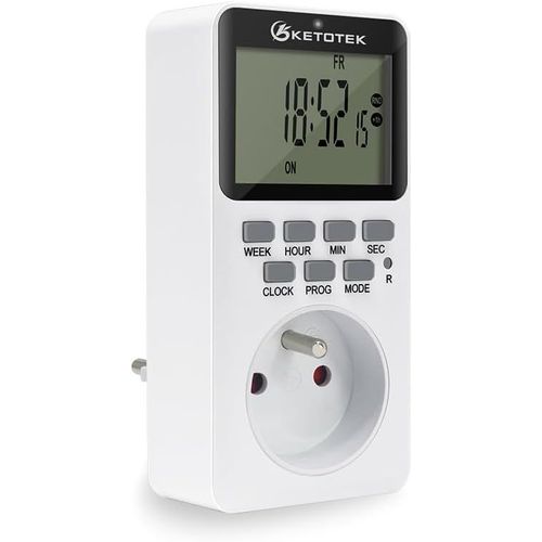 Kyaoayo-Pr De Pr De Minuterie Numrique Enfichable 20 Interrupteur De Minuterie Programmable Marche/Arrt 24 Heures 7 Jours Programmes Pr De Pr De Minuterie De Compte  Rebours (Ac220v 16a 3600w)