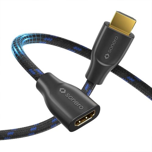 KYAOAYO-Rallonge Premium High Speed hdmi 4K, Pr Hdmi A Vers Pr Hdmi A, Contacts Plaqus Or, Double Blindage, Gaine Textile, 1,50M