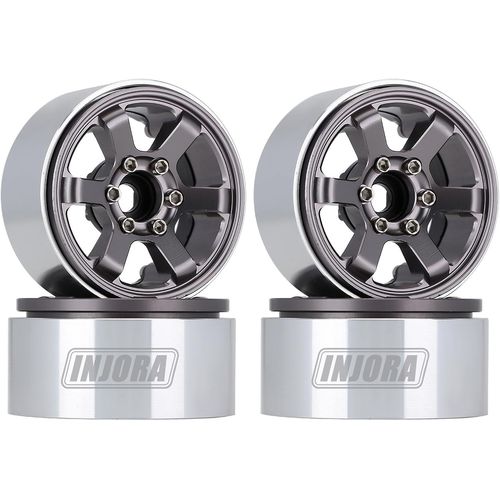 KYAOAYO-Rc Crawler Jante 1,9Inch Beadlock Roue Pneus Pour 1:10 Rc Crawler Axial Scx10 Pro Vs4-10 Redcat Gen 8 7 Pro Enduro Trx4 (4Pcs, Gris)