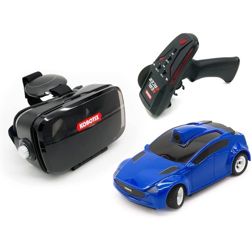 Kyaoayo-Real Racer,Voiture Tlcommande Avec Camra,Hd First Person View Video Feed,Fpv Rc Car,Gyroscope Intgr,Contrleur Et Casque Inclus,Contrl Par Application,Voiture Rc Rapide (Bleu)