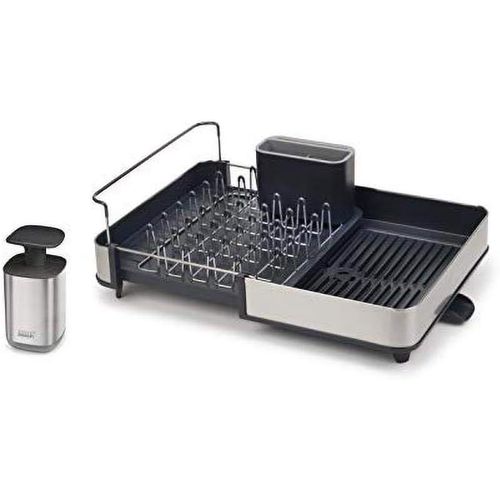 Kyaoayo-Rethink Your Sink - Set Dgouttoir  Vaisselle Extensible Et Distributeur De Savon En En Acier Inoxydable, Gris