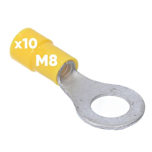 Kyaoayo-Rksgm8 Lot De 10 Cosses  Anneau 4-6 Mm I Partiellement Isol M8 Jaune I Cuivre I Collier En Pvc I Pour Connecter Des Cbles Ou Des Torons I Cosse De Cble I Connecteur De Cbles I Protge