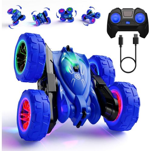 KYAOAYO-Robuste Voiture Stunt Avec Led, 2024 Voiture Tlcommande Se Recharge Directement Par Usb, Rotation 360 4Wd Tout Terrain, 2.4G Facile  Utiliser, Garons Et Filles Jouets Enfants 3-12 Ans
