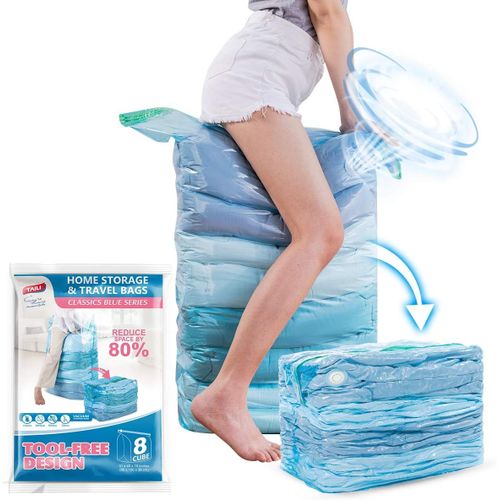 Kyaoayo-Sacs Sous Vide Cubiques Bleus Pour Vtements, Qaquet Extra Grand De 8 (80x100x38cm), Sacs Sous Vide Peu Encombrants Pour Vtements,Jumbo Housses De Rangement