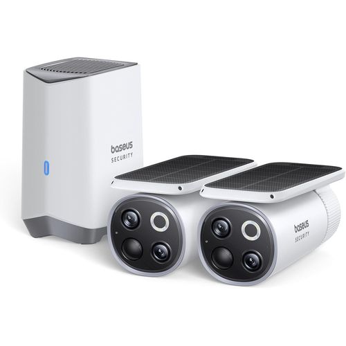 Kyaoayo-Security S1 Pro Double Camra Surveillance Wifi Extrieur Sans Fil Solaire, 3k Camra Avec Panneau Solaire Intgr, Vision Nocturne Couleur, Stockage Local, Detection Humaine, 2-Cam Kit