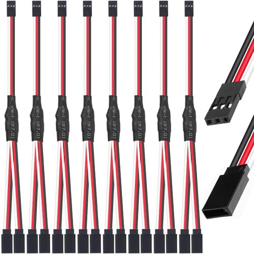 Kyaoayo-Servo Rc Cble, Jr Style Extension Cable Rallonge 1 Mle  2 Femelle Rallonge Fil D'extension Pour Servo Extension Connexion Contrle Carte Tlcommande Rc Jr Pour Futaba, 8 Pices