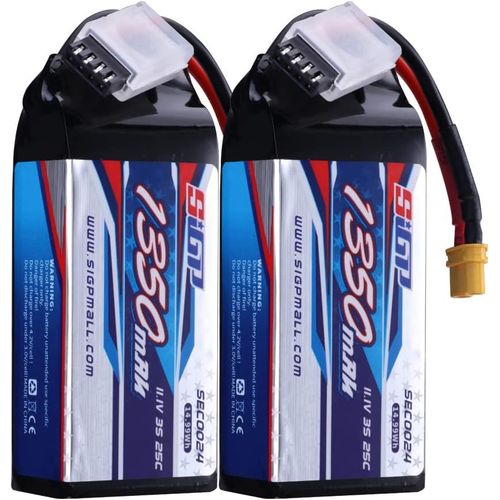 Kyaoayo-Sigp 11,1v 3s Batterie Lipo 1350mah 25c Emballage Souple Avec Fiche Xt30 Pour Avion Rc Quadcopter Hlicoptre Drone Fpv Loisirs De Course 2 Paquets
