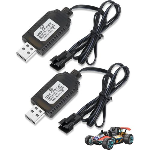 Kyaoayo-Sm-3p Cble Chargeur Usb Lipo 2s 7.4v, 2 Pices Pour Batterie Rc Compatible Avec Voiture Tlcommande Drone Bateau Avion Hlicoptre, Led Indicateur Protection Surcharge Recharge Scurise