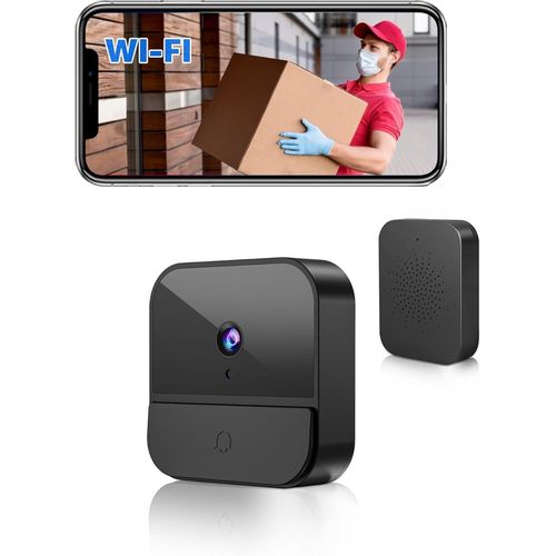 Kyaoayo-Sonnette Vido Sans Fil Avec Camra, 1080p Wifi Vido Sonnette Camra De Scurit Avec Batterie Intgre, Wifi 2,4 Ghz, Vision Nocturne/Audio Bidirectionnel/Prend En Charge Le Stockage Sd Et