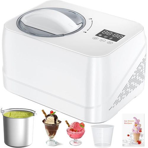 KYAOAYO-Sorbetire Electrique Avec Compresseur, Auto-Refroidissan Machine A Glace, Turbine  Glace 1L, Avec Gradu/Spatule/Recette, Pour Fait De Crme Glace/Gelato