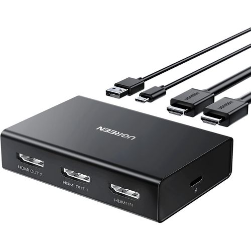 KYAOAYO-Splitter Hdmi 1 Entre 2 Sorties 4K 60Hz Rpartiteur Hdmi Pour 2 crans 1080P Hdcp 2.2 3D Hdr 18Gbps Edid Adaptateur Mode Miroir Compatible Avec Ps5 Xbox One Lecteur Bluray Tv Projecteur