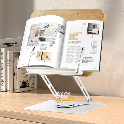 Kyaoayo-Support De Livre Pour Lecture, Porte Livre Rglable Avec Base Pivotante 360, Presentoir Livre Ouvert, Pupitre De Lecture Lit, Repose Livre Pour Recettes Cuisine Coran Tablette Dessin Ipad