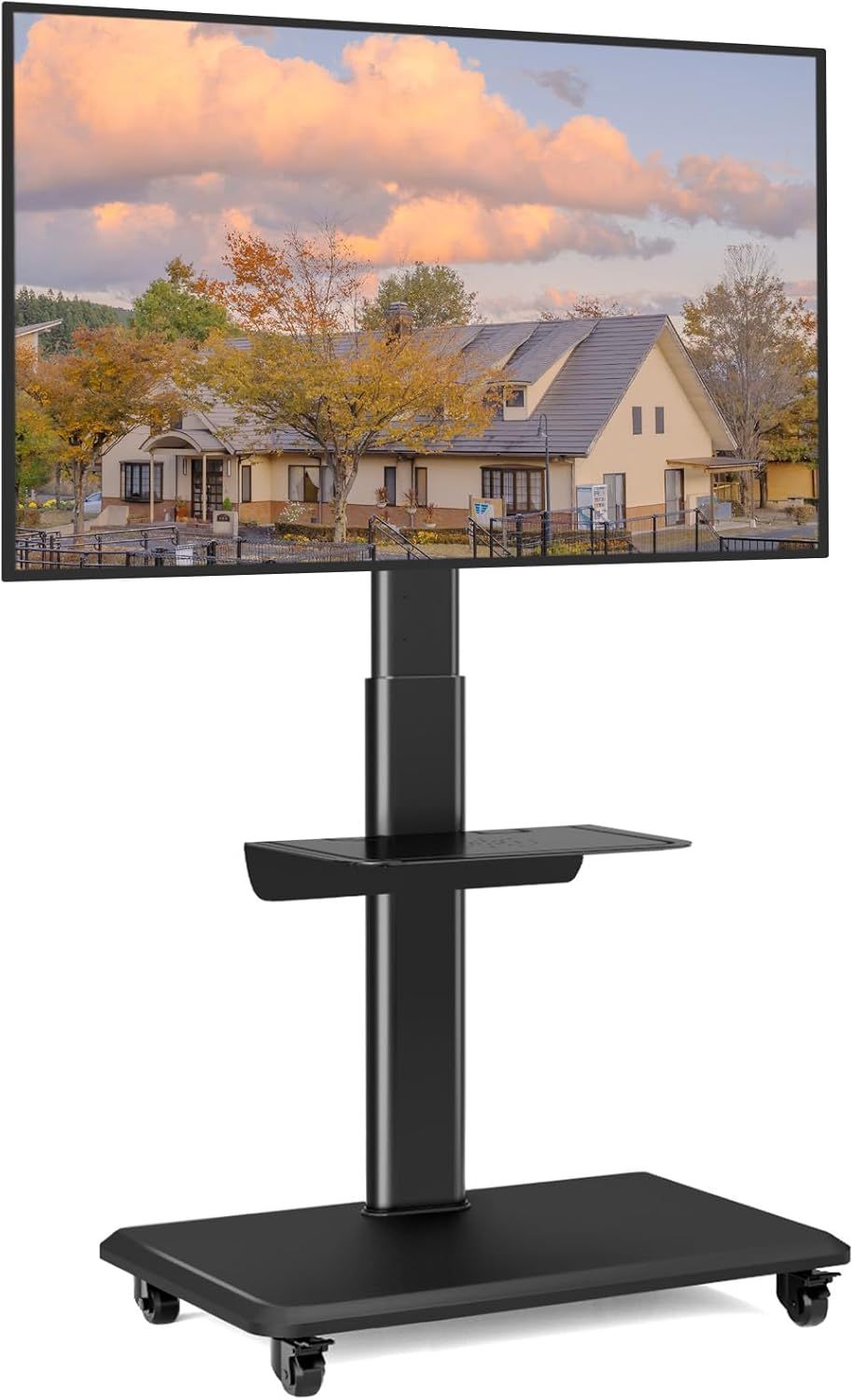 KYAOAYO-Support Tv Roulette Avec Support Cantilever Pour Ecran De Tl De 26  65 Pouces Led Lcd Plasma Chariot Meuble Tv Pied Universel Pivotant Rglable En Hauteur Avec 2 tagres