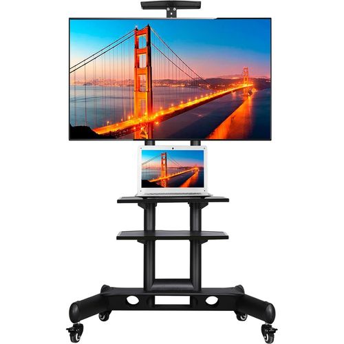KYAOAYO-Support Tv Sur Pied Meuble Tv Pied Universel Mobile Avec 3 Etagres, Support  2 Barre, Hauteur Rglable Pour 32  75 Pouce crans/Lcd/Led/Plasma Vesa 600X400 Mm
