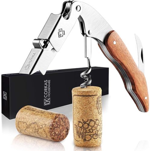 Kyaoayo-Tire Bouchon Professionnel, Couteau De Sommelier, Couteau De Serveur Avec Dcapsuleur Et Coupe-Capsule, Ouvre Bouteille En Acier Inoxydable Et En Bois De Squoia