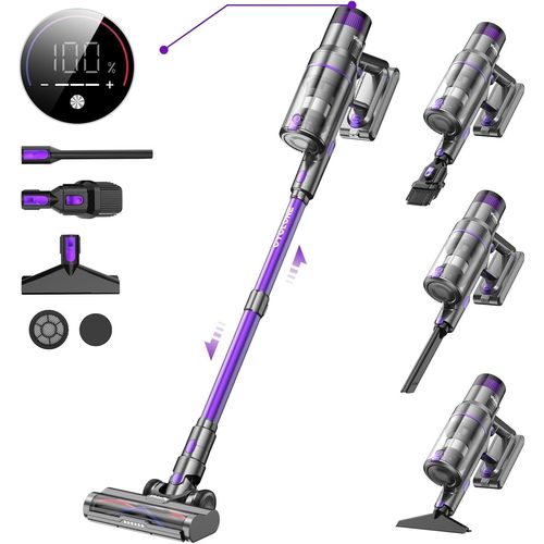 KYAOAYO-V15S Aspirateur Balai Sans Fil 580W, 45Kpa Aspirateur Sans Fil Puissant 8 En 1, cran Tactile Led Autonomie 70Min Dtection Poussire Pour Poils Animaux Sol Tapis