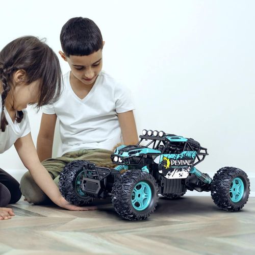 KYAOAYO-Voiture Tlcommande Avec Fonction De Levage, 2.4Ghz 20Km/H Voiture Telecommand Enfant, 4Wd Voiture Tlcommande Tout Terrain Jouet Enfant 3-12 Ans(Cyan)