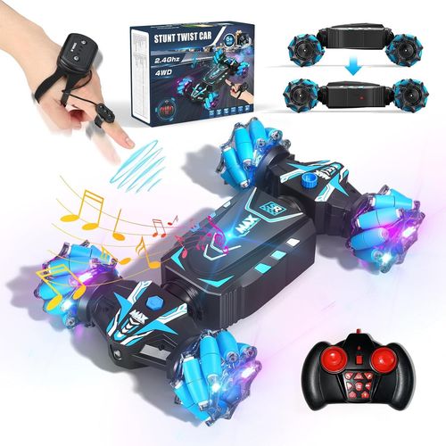 KYAOAYO-Voiture Tlcommande Pour Enfants, 4Wd Rc Stunt Car, 2.4Ghz Voiture Tlguide, 360 Rotation Rc Auto, 1:14 Capteur De Gestes Jouet Voitures Cadeau Pour Enfants Garon 3-12 Ans