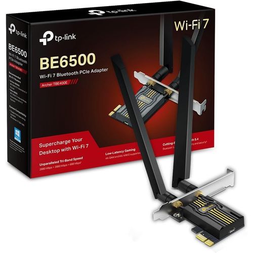KYAOAYO-Wifi 7 Carte Wifi Pcie Be6500 Archer Tbe400E, Tri-Bandes (6Ghz/5Ghz/2.4Ghz), Adaptateur Avec Bluetooth 5.4 Et 2 Antennes Multidirectionnelles, Idal Pour Gaming, Noir Mtallique