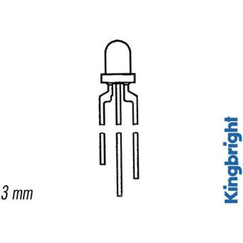 L-115wgyw Led 3mm Vert/Jaune Blanc Diffus 50mcd