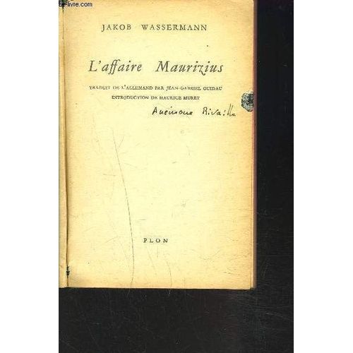 L'affaire Maurizius   de WASSERMANN JAKOB  Format Broch 