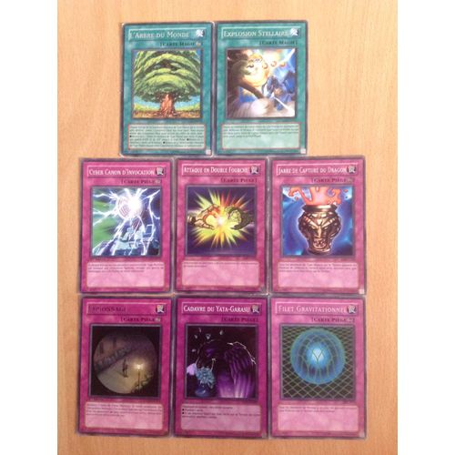 L'arbre Du Monde + Explosion Stellaire + Jarre De Capture Du Dragon + Attaque En Double Fourche + Filet Gravitationnel + Cyber Canon D'invocation + Cadavre Du Yata-Garasu + Espionnage 