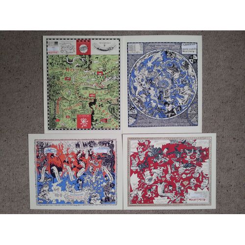 L'association Collector 4 Lithographies Couleurs, Sign Par Lewis Trondheim Stanislas J.C. Menu Killoffer Mattt Konture - 4 Certificats D'adhrent 1995, 1996, 1997, 1998 Bande Dessine Indpendante Bd