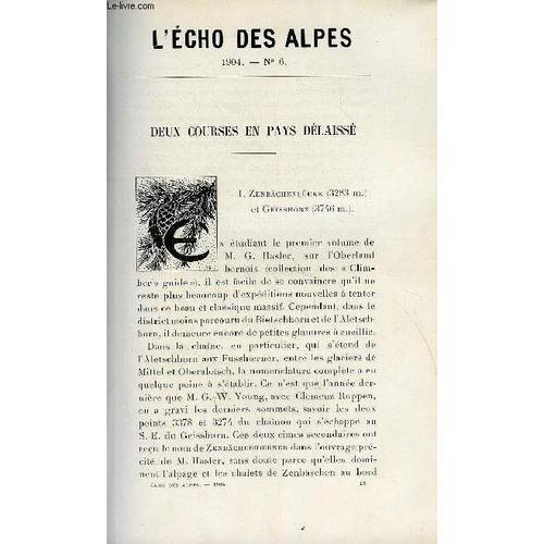 L'echo Des Alpes - Publication Des Sections Romandes Du Club Alpin Suisse N6 - Deux Courses En Pays Delaisse Par J. Gallet, Alpinisme Et Sport Par Ch. De La Harpe, Encordons-Nous Par P. ...