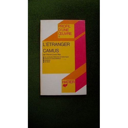 L'tranger. Camus   de pierre-louis rey  Format Broch 