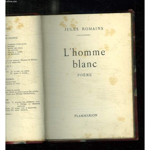 L Homme Blanc. Poeme.   de jules romains