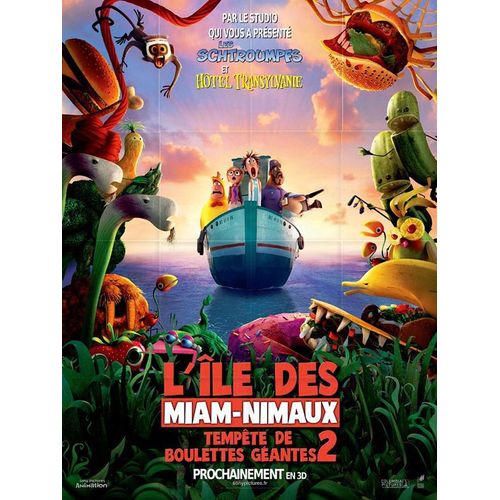 L'le Des Miam-Nimaux : Tempte De Boulettes Gantes 2/Deux - Cloudy With A Chance Of Meatballs 2- Vritable Pr-Affiche De Cinma Plie - Format 120x160 Cm - De Cody Cameron, Kris Pearn - 2014