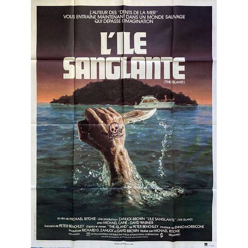 L'le Sanglante (The Island) - Vritable Affiche De Cinma Plie - Format 120x160 Cm - De Michael Ritchie Avec Michael Caine, David Warner, Angela Punch Mcgregor, Zakes Mokae - 1980