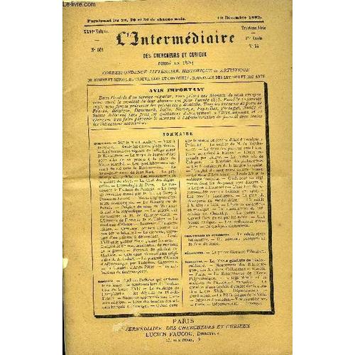 L'intermediaire Des Chercheurs Et Curieux N 602 - Questions.  Sur Le Mot Truculent.  Vers  Retrouver.  Avoir Les Quatre Pieds Blancs.La Situation Des Rgents De Collge Avant La ...