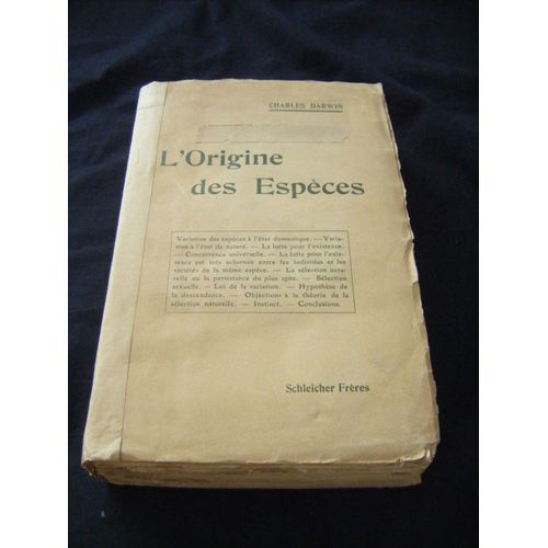 L'origine Des Especes   de charles darwin  Format Broch 