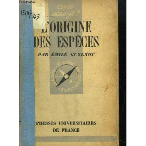 L'origine Des Espces.   de mile guynot