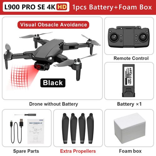 L900 Pro Se 4k Hd Drone  Double Camra Eviter Les Obstacles Visuel Moteur Sans Balais Gps 5g Wifi Rc Drone Professionnel Fpv Quadcopter - Type Black 4k Hd-1b-Foam