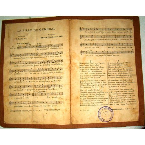La Fille Du Gnral - Chanson Valse - Paroles E. Favart - Musique Drouville & G. Bunel -